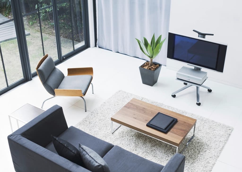 Tidy, freshly cleaned living room with everything back in its place